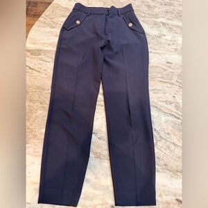 Express Navy Crop High Rise Stretch Pants Size 00R Ponte Knit Pull-On